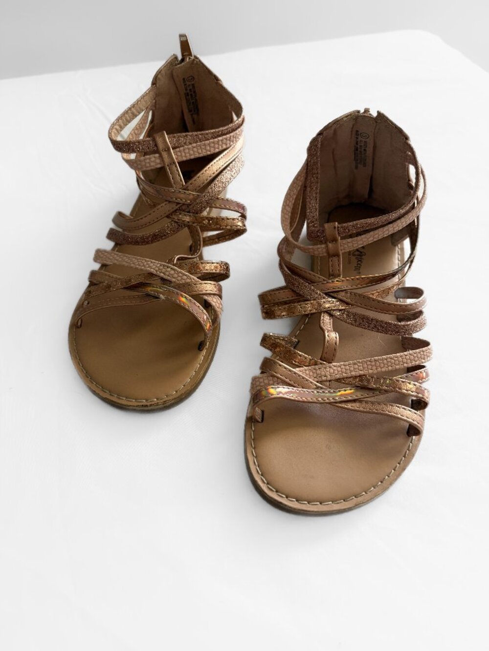 Girls Gladiator Sandals | Rose Gold Metallic | Strappy Sandals size 3